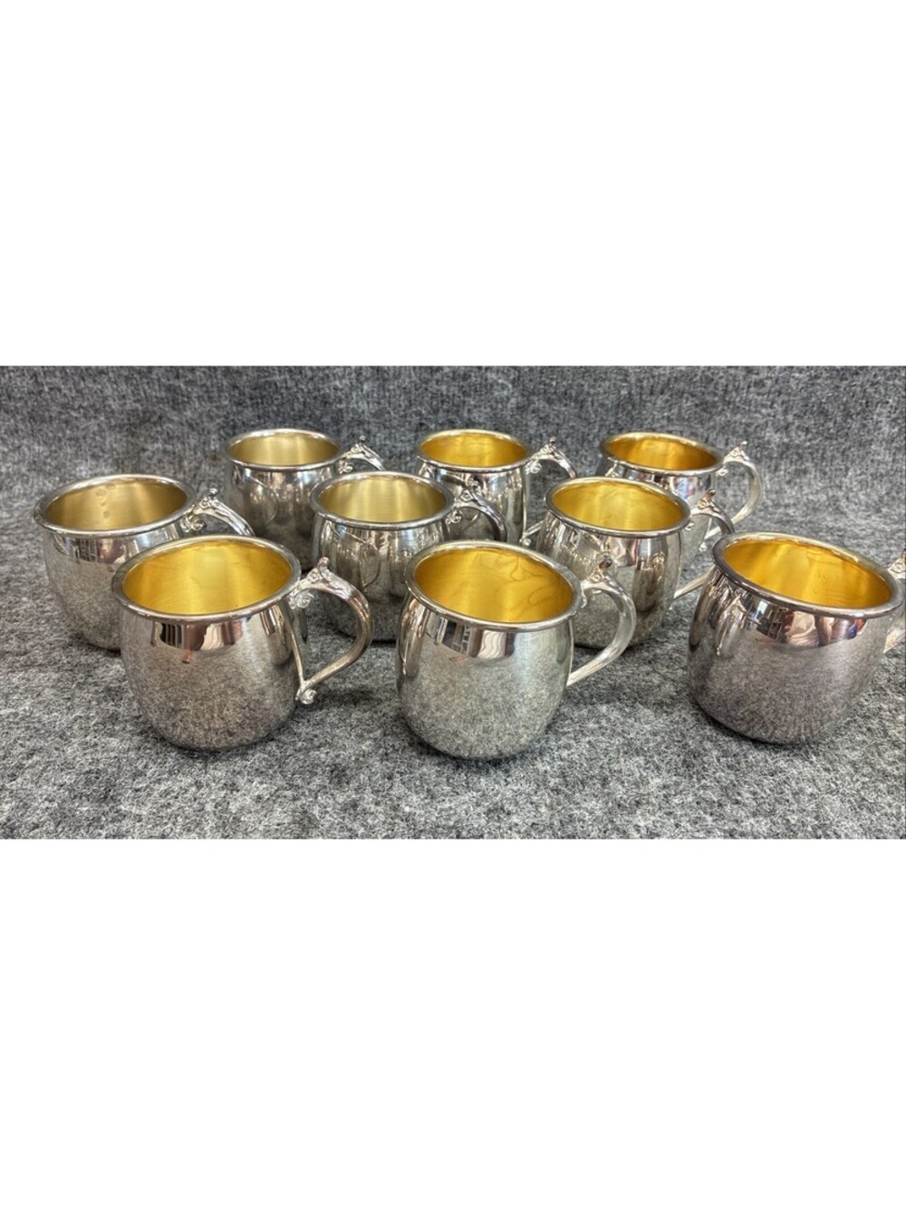 Lot of 9 Vtg Towle Silver Plate EP Baby Cups Miniature Mug Craft Decor
